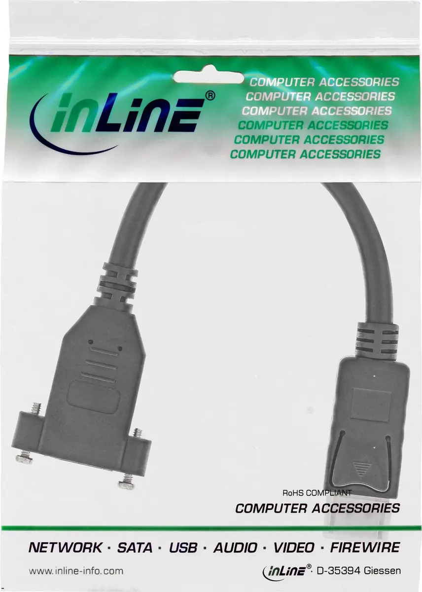 InLine DisplayPort inbouwadapter 1.2 - 4K 60Hz - 0,20m - Zwart