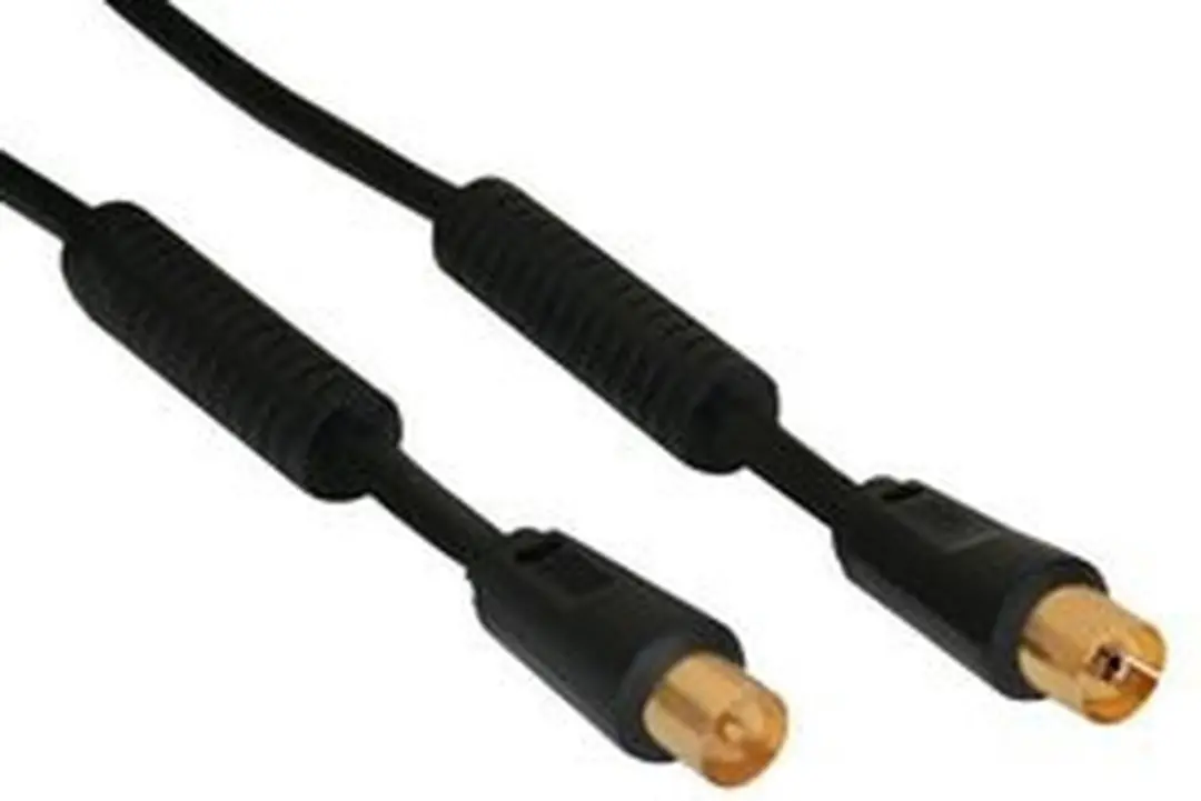 InLine IEC Coaxkabel M/V - 2m - Verguld - Zwart