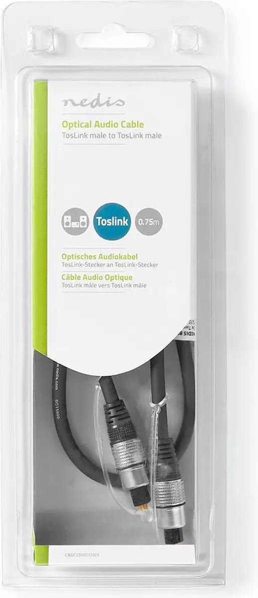 Nedis Optische Audiokabel CAGC25000AT075 TosLink - 0,8m - Antraciet