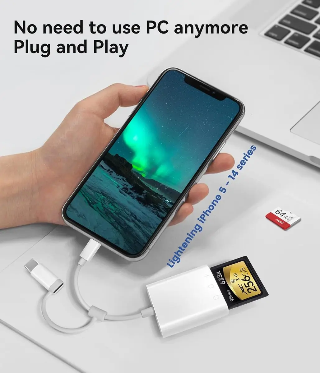 NÖRDIC CRD-054 USB-C Kaartlezer - SD/MicroSD - Wit - afbeelding 6 van 6