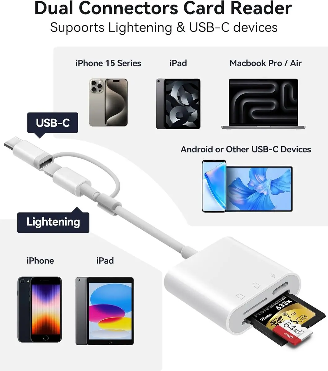 NÖRDIC CRD-054 USB-C Kaartlezer - SD/MicroSD - Wit