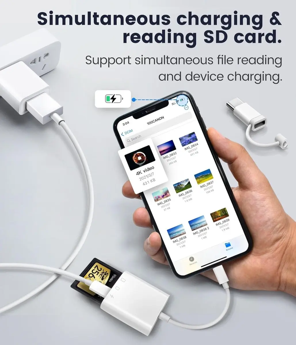 NÖRDIC CRD-054 USB-C Kaartlezer - SD/MicroSD - Wit