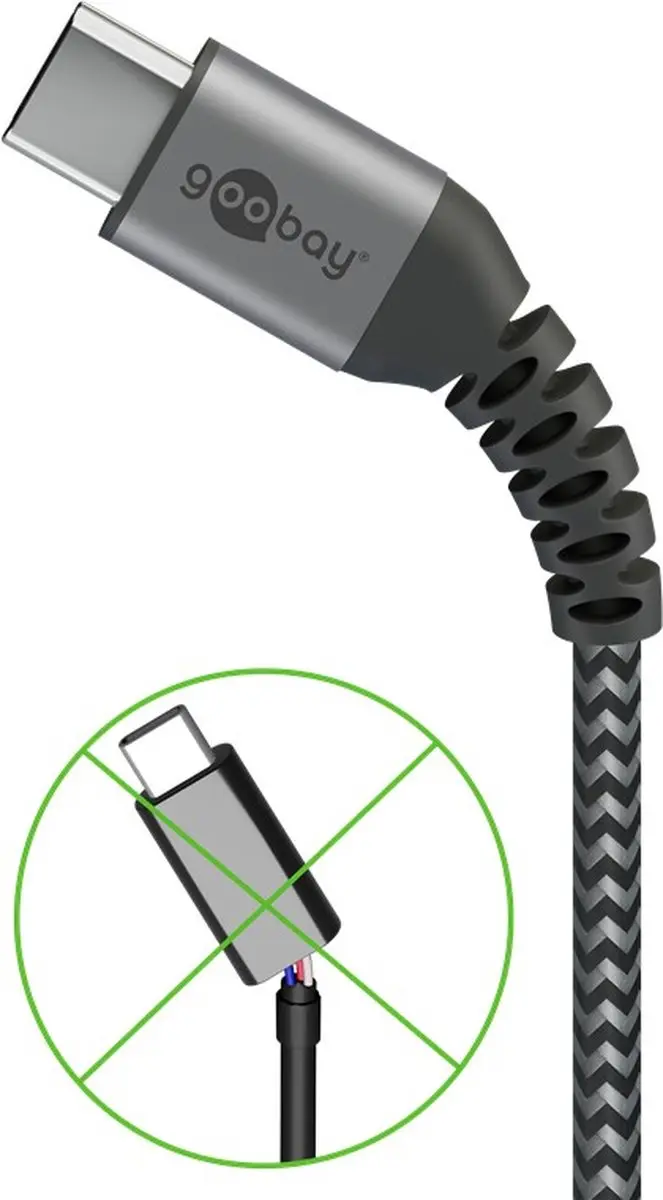 Goobay USB-C naar USB-C Kabel 60W - 2m - Grijs