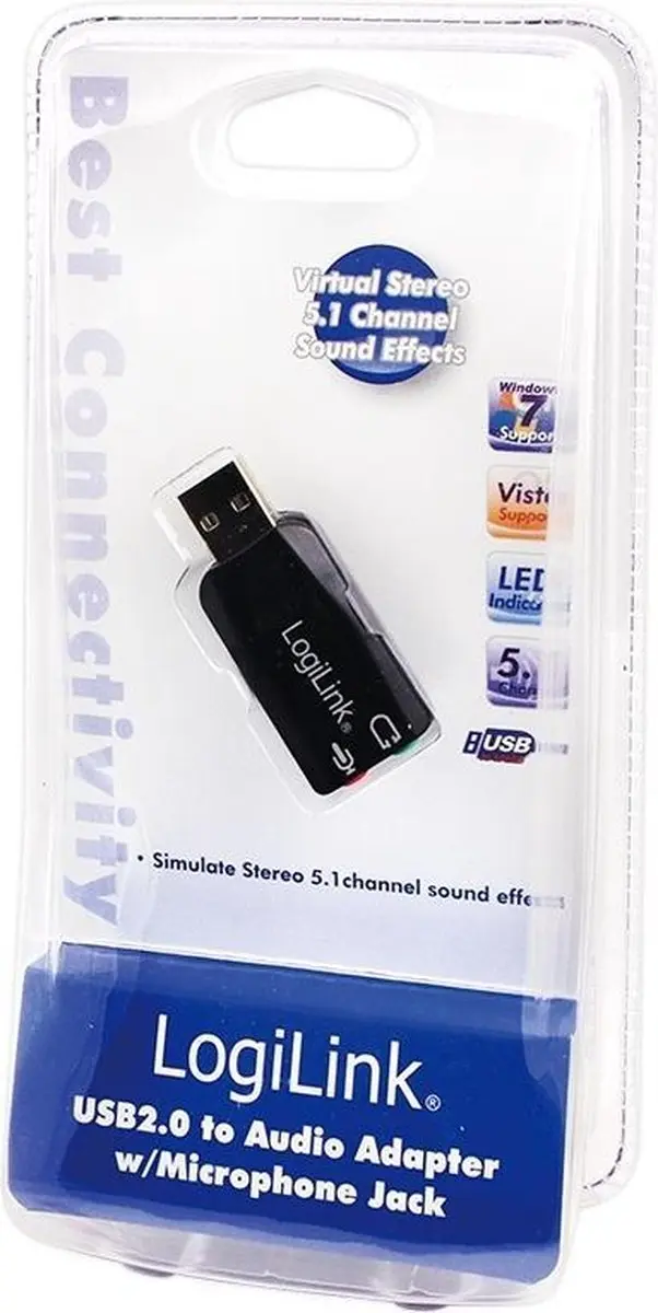 Logilink UA0053 USB Geluidskaart 5.1 - Zwart