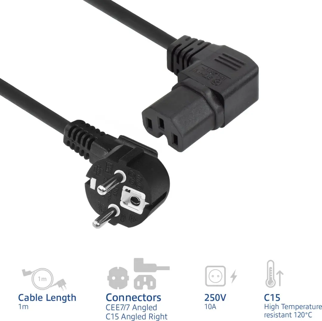 ACT AK5349 Netsnoer Schuko CEE 7/7 - 1m