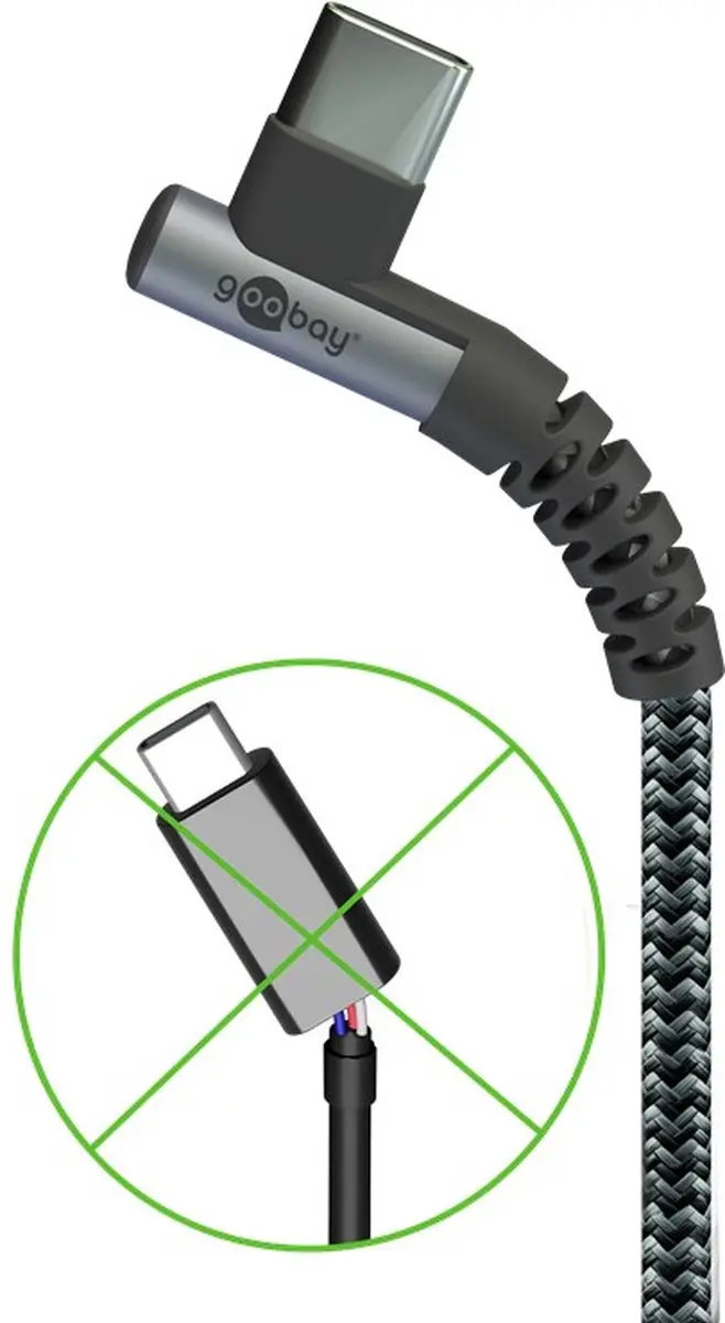 Goobay USB-C Haaks naar USB-A Kabel 2.0 - 1m - Grijs