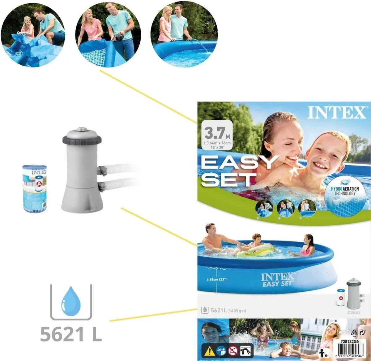 Intex Easy Set 28132GN Opblaaszwembad 366x76cm - Blauw - 5621L