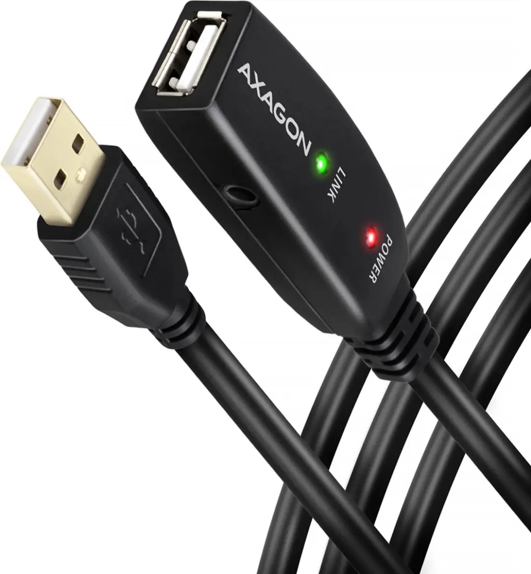 Axagon ADR-220 USB-kabel 20m - USB-A naar USB-A - Zwart