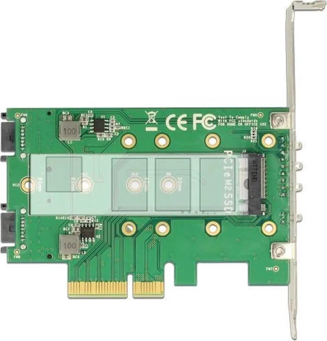 Delock 89518 PCIe Kaart - 3x M.2 Slot - Low Profile - Zilver