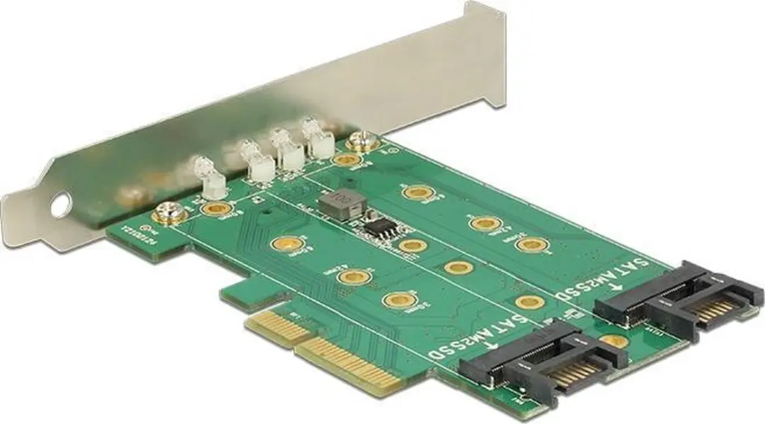 Delock 89518 PCIe Kaart - 3x M.2 Slot - Low Profile - Zilver