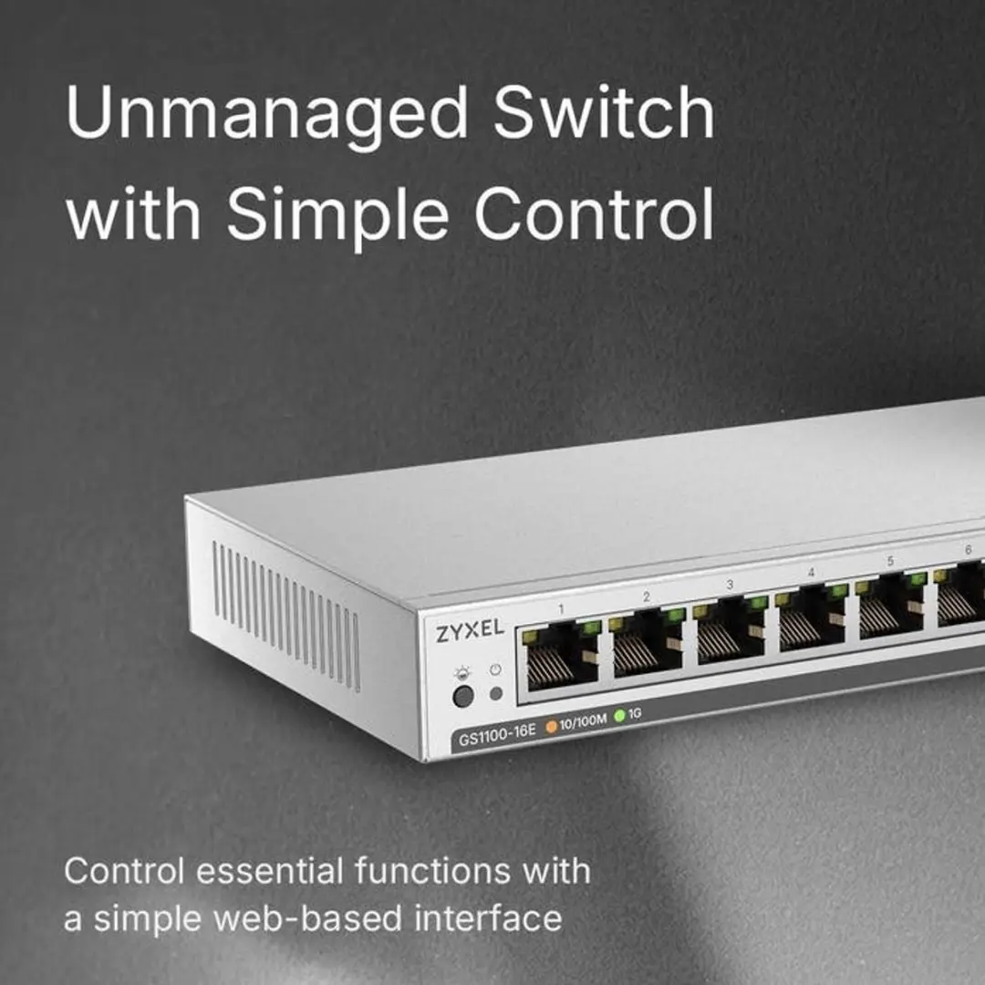 Zyxel GS1100-16 16-Poorts Gigabit Switch - Fanless - Wit