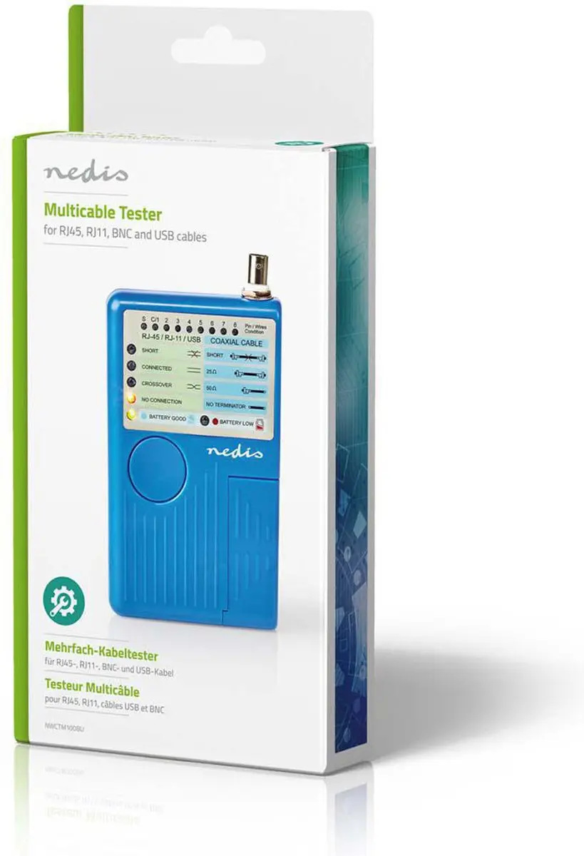 Nedis NWCTM100BU LAN Meetinstrument - Bedraad - 180m - Blauw - afbeelding 6 van 6