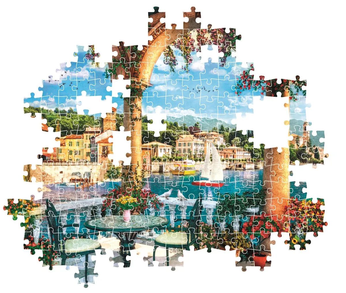 Clementoni Puzzel 1000 Stuks Balkon Uitzicht Meer van Como - Multikleur - afbeelding 6 van 6