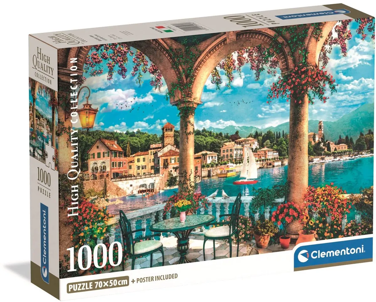 Clementoni Puzzel 1000 Stuks Balkon Uitzicht Meer van Como - Multikleur