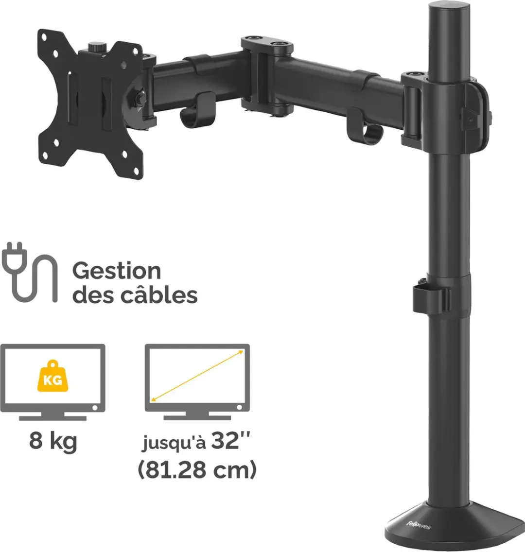 Fellowes Reflex Enkele Monitorarm 8502501 - 32" - Zwart