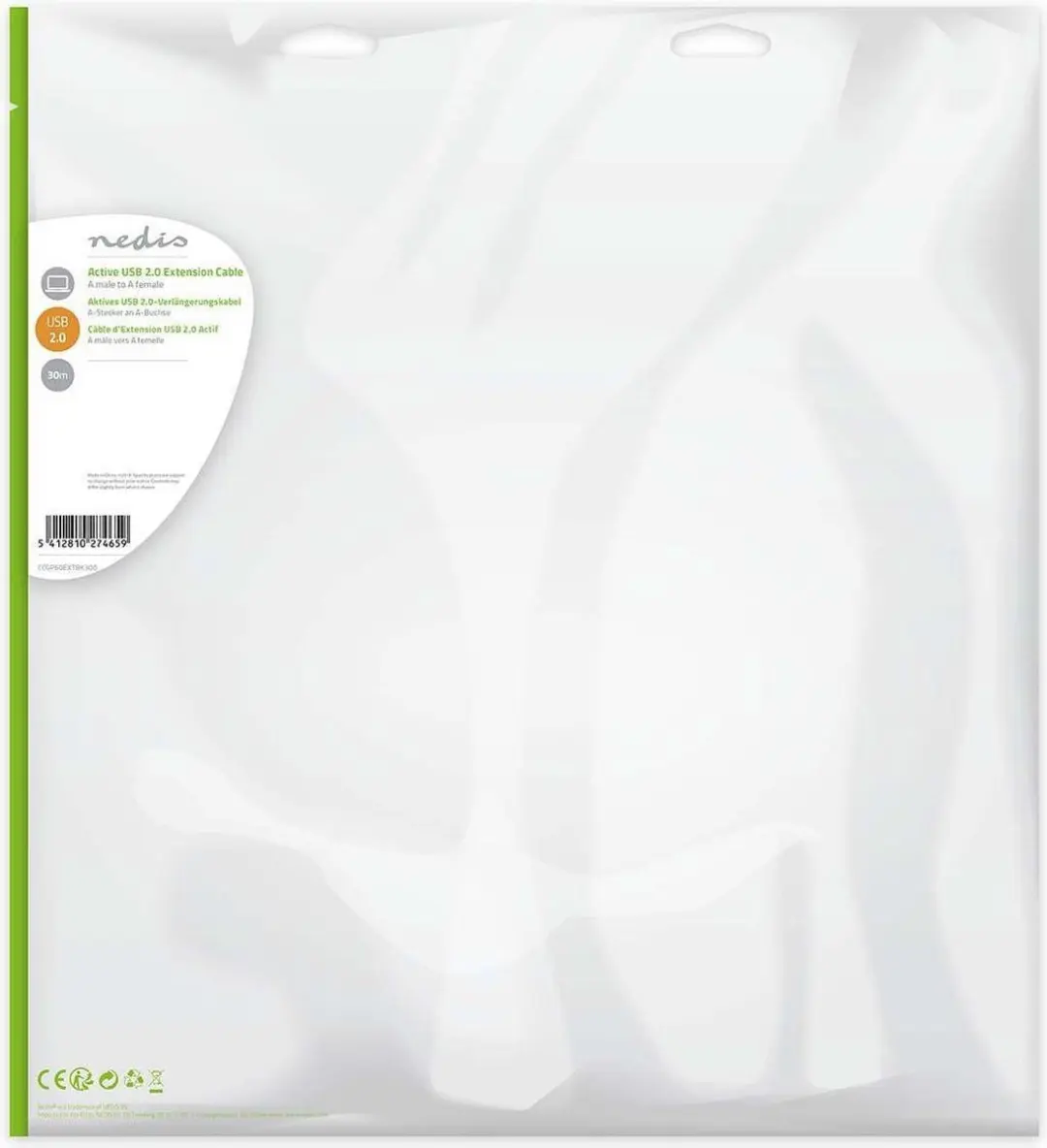 Nedis Actieve USB-Kabel USB-A Male naar USB-A Female 30m - Zwart
