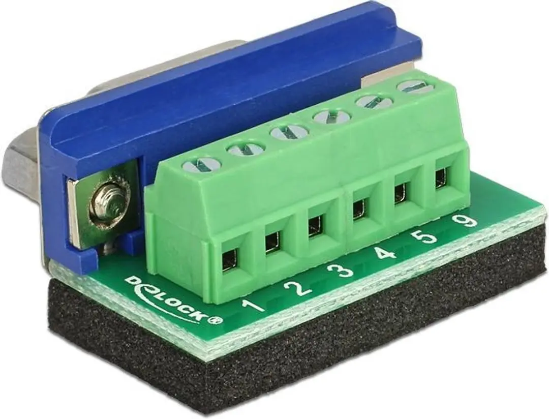 Delock RS232 9-pins SUB-D naar 6-pins Terminal Block - Grijs