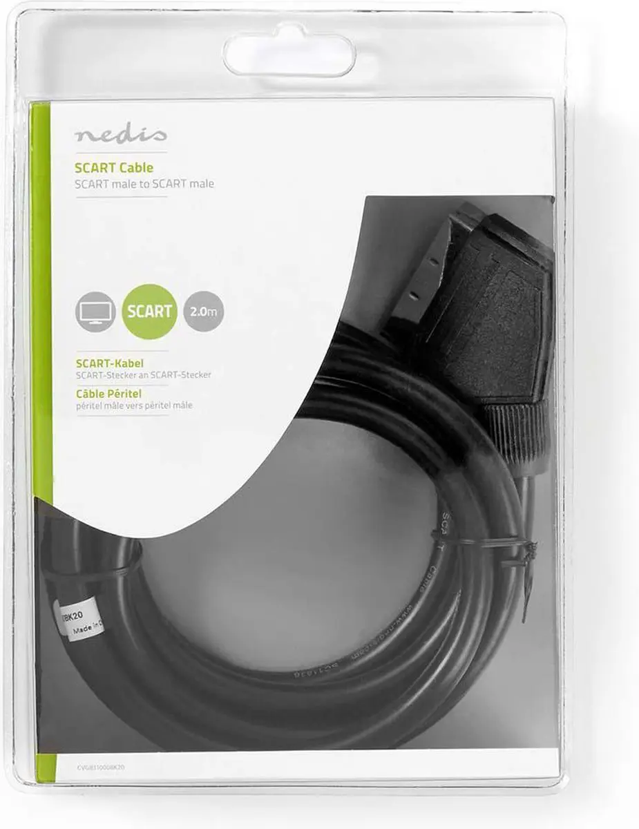 Nedis SCART-Kabel CVGB31000BK20 - 2m - Zwart