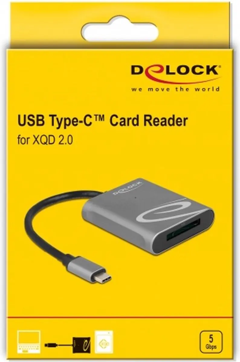 Delock USB Type-C XQD 2.0 Kaartlezer - Zwart/Grijs
