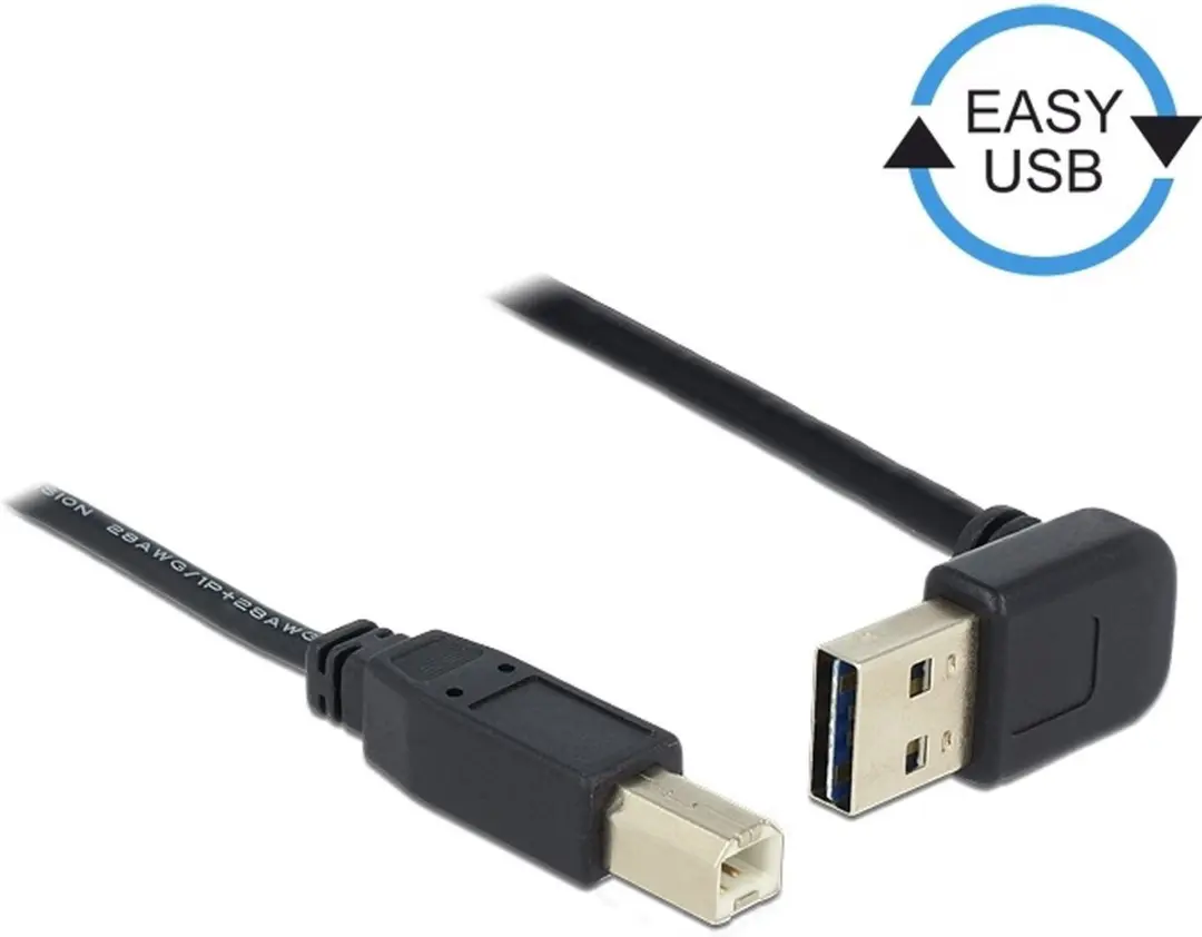 Delock USB-A naar USB-B haaks 2.0 kabel 3m
