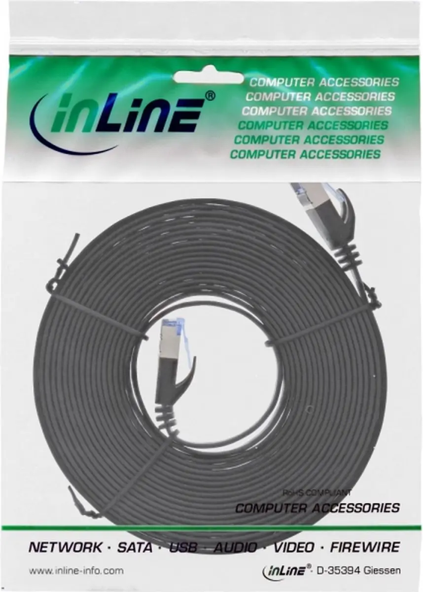 InLine U/FTP CAT6a Platte Patchkabel 5m - Zwart
