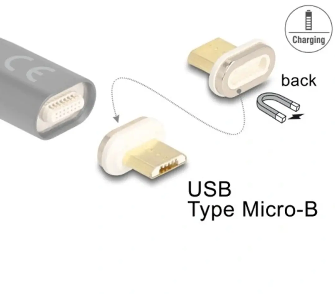 Delock Magnetic Adapter USB Type Micro-B Mannelijk - Goud/Wit