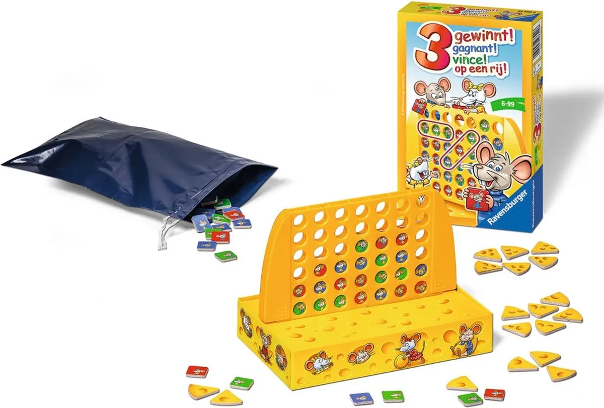Ravensburger 3 op een rij Pocketspel 233908 - 2-4 Spelers - afbeelding 6 van 6