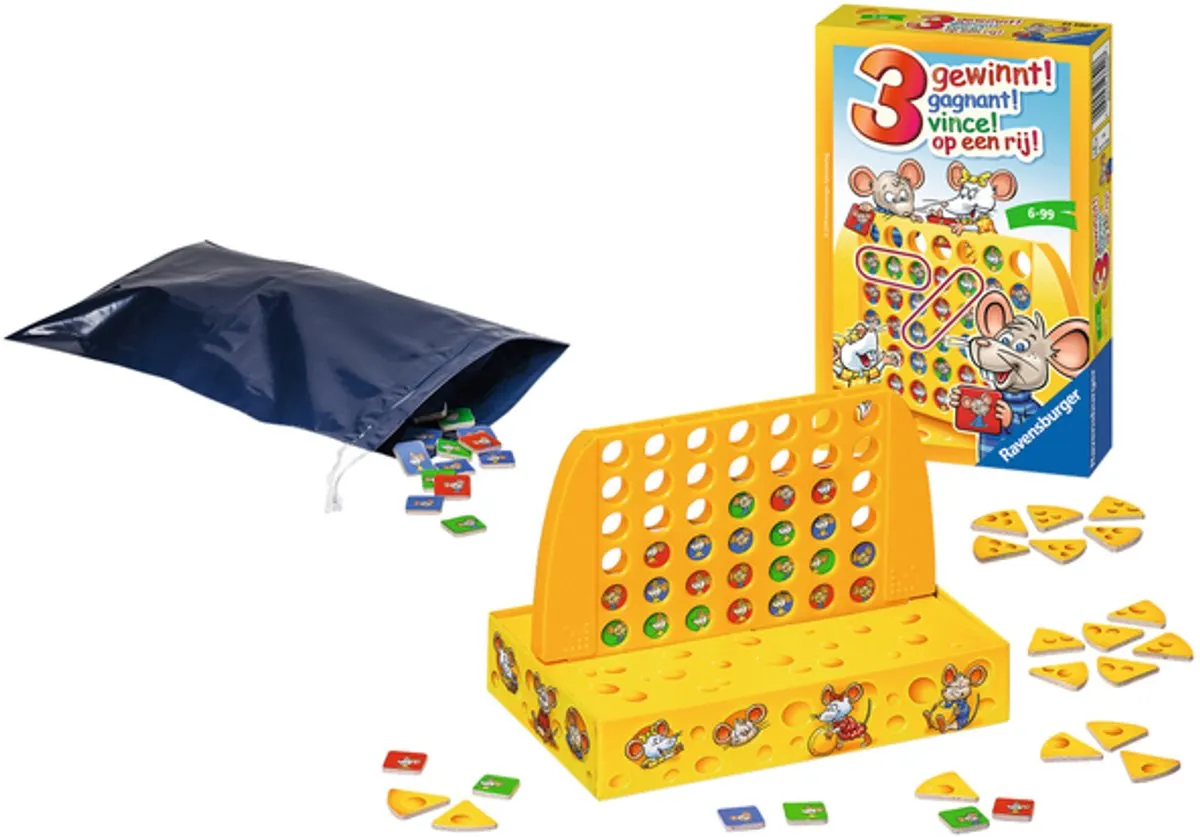 Ravensburger 3 op een rij Pocketspel 233908 - 2-4 Spelers