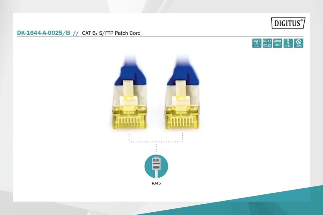 Digitus DK-1644-A-0025/B Netwerkkabel CAT 6A S/FTP 25cm - Blauw