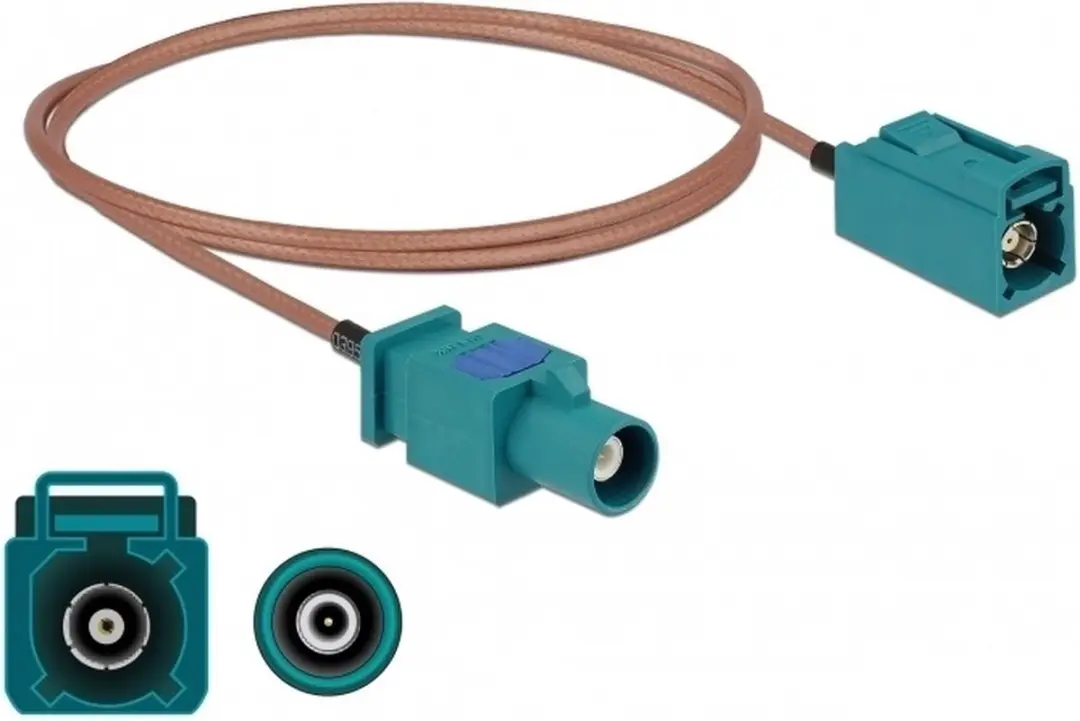 Delock Fakra Antenne Verlengkabel RG316 50 Ohm - 1m - Transparant