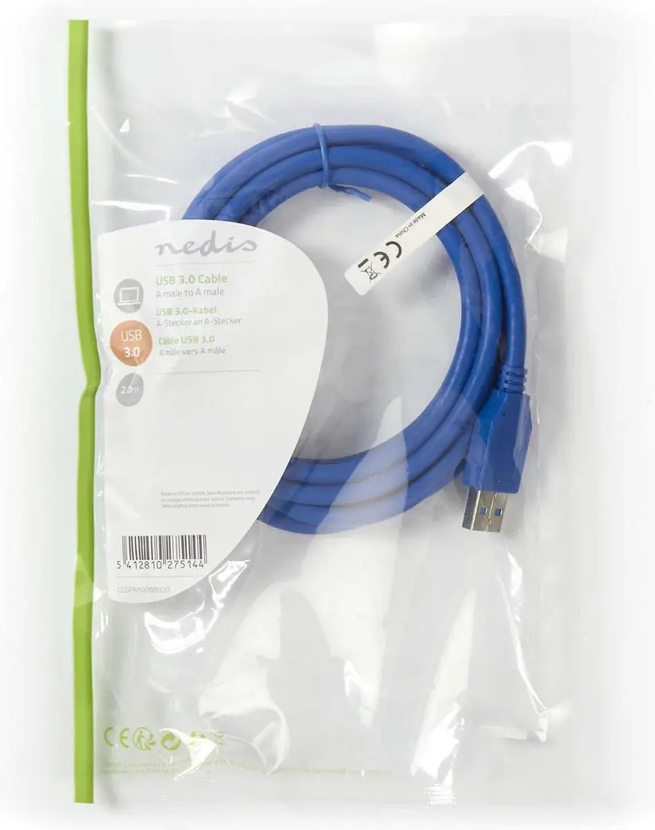 Nedis USB 3.2 Gen 1 A-A Kabel 2m - Blauw