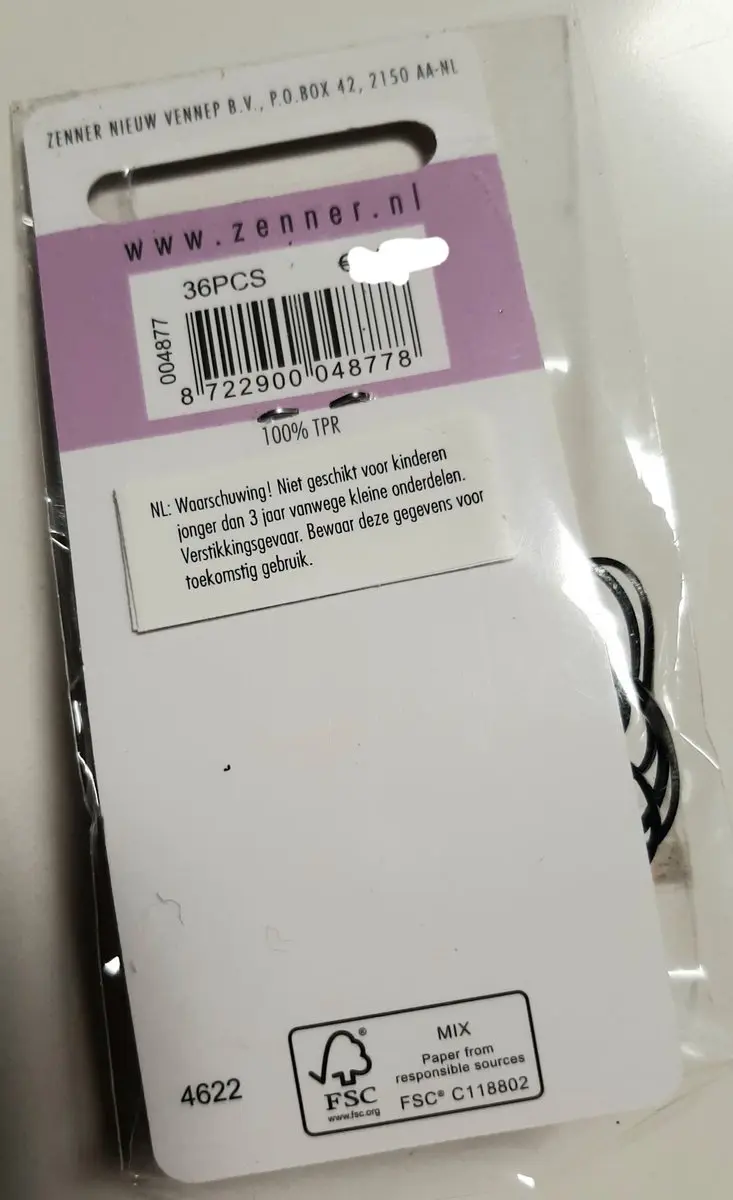 Zenner Elastiekjes Zwart 36 Stuks - 15mm