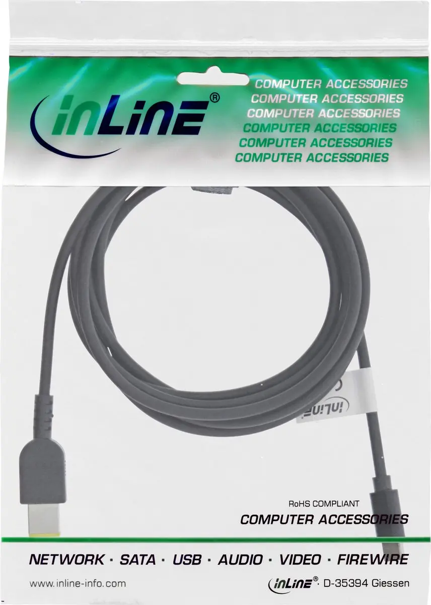 InLine USB-C naar Lenovo Slim Tip 11x4,5mm Laadkabel 2m - Zwart