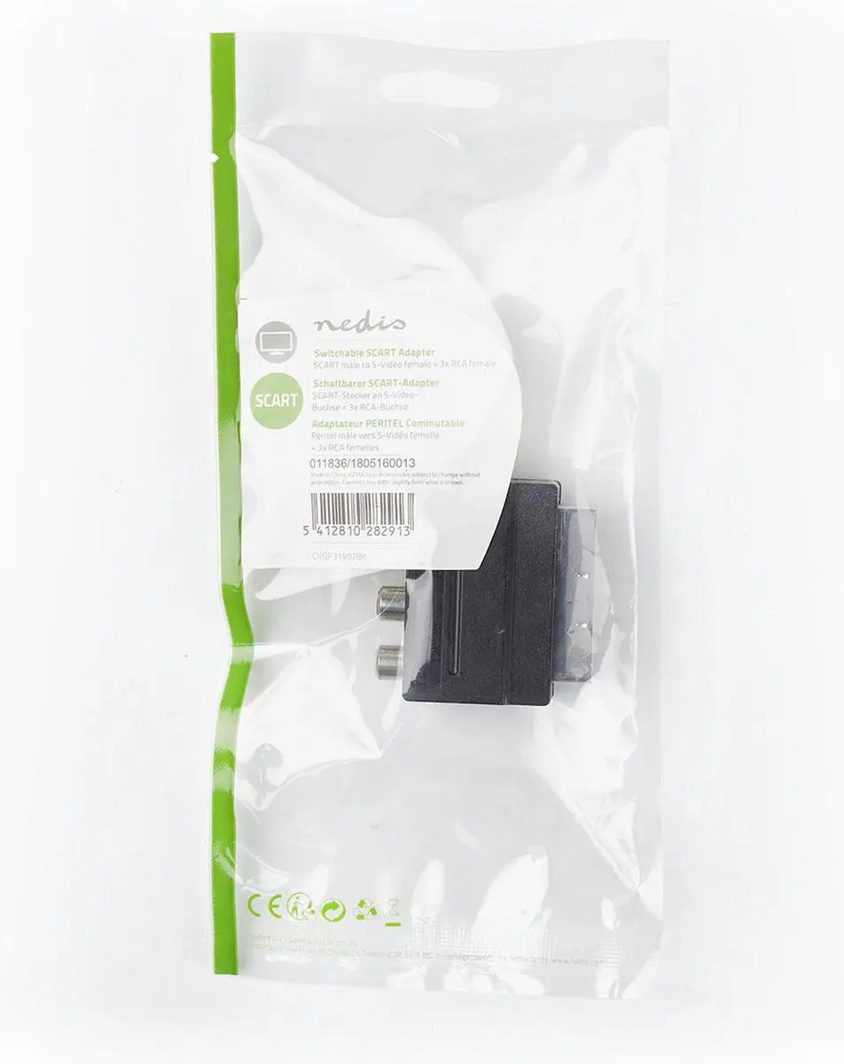 Nedis SCART Adapter CVGP31902BK - S-Video & 3x RCA - Zwart