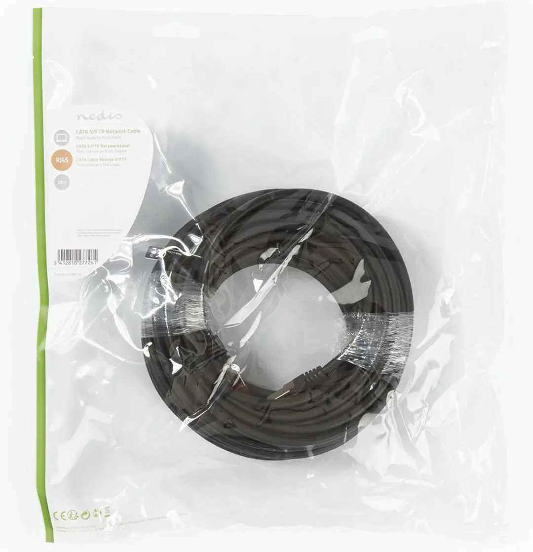 Nedis CAT6 Netwerkkabel RJ45 Male S/FTP 15m - Zwart