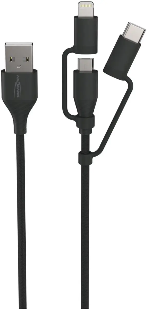 Ansmann USB 3-in-1 Data- en Laadkabel 120cm - Meerkleurig