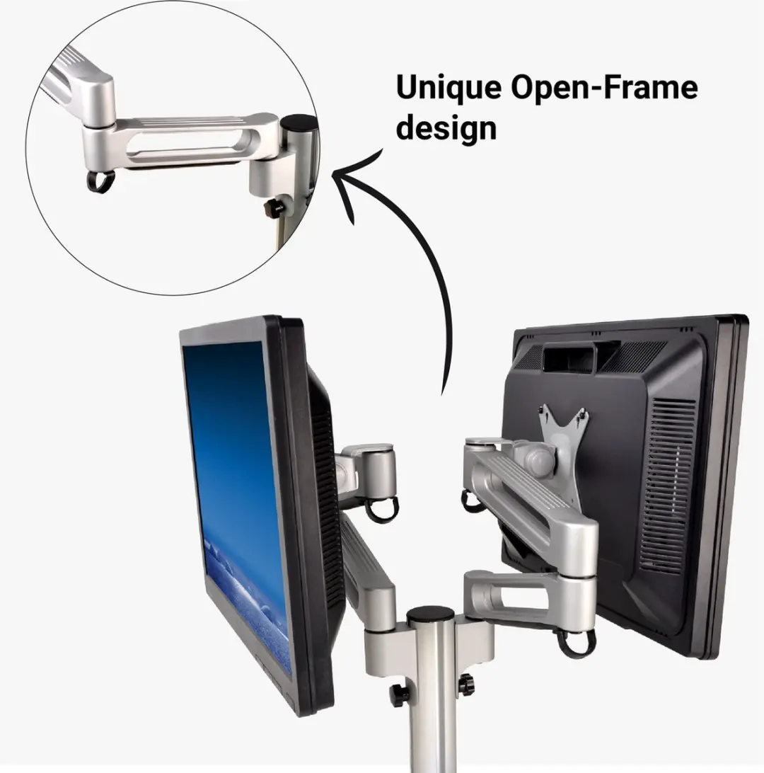 Desq Dubbele Monitorarm 1556 - 4 Schermen - VESA 100x100mm - Metallic