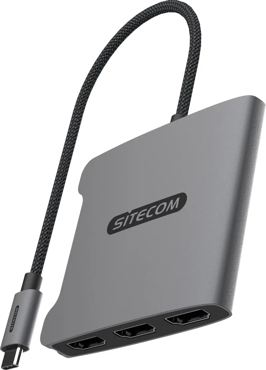 Sitecom AD-1018 USB-C naar Triple HDMI Adapter - Zilver