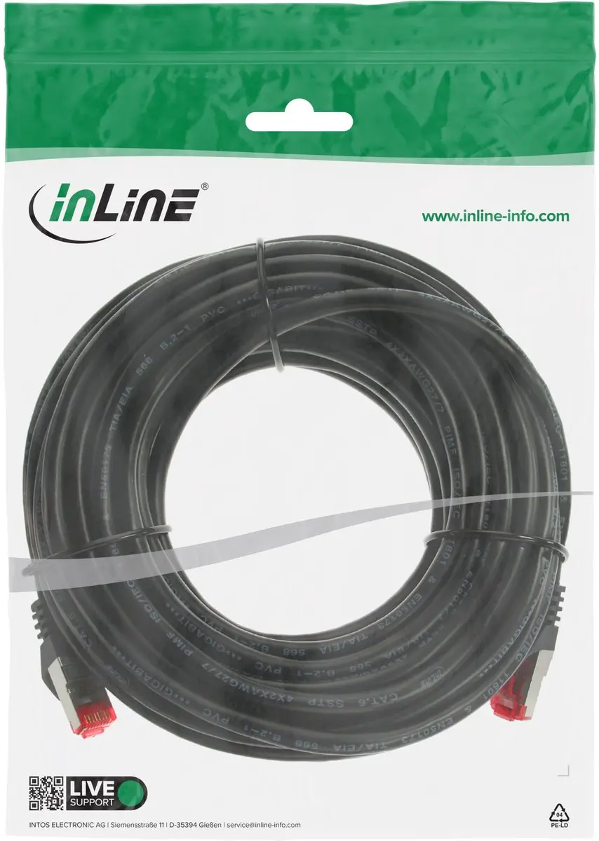 InLine S/FTP Netwerkkabel CAT6 - 7,5m - Zwart