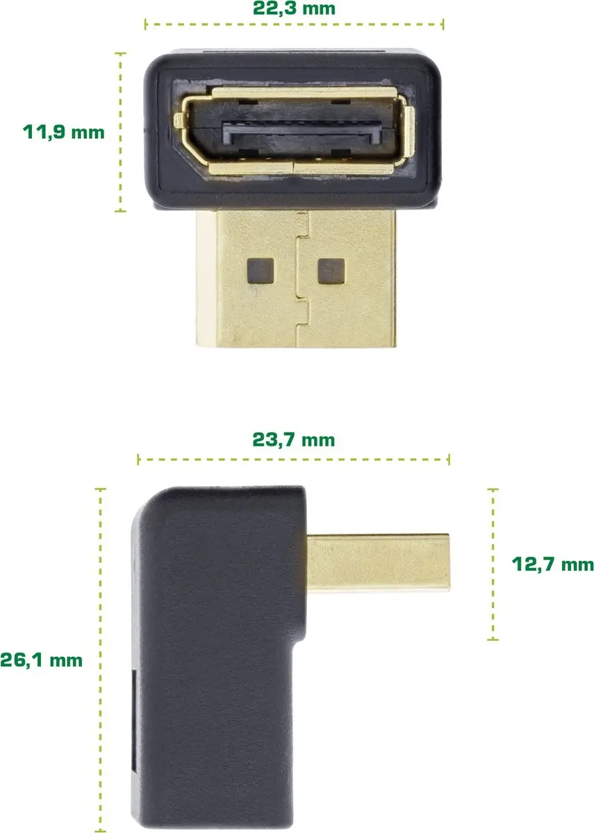 InLine DisplayPort Adapter 1.2 90° - 4K 60Hz - Zwart