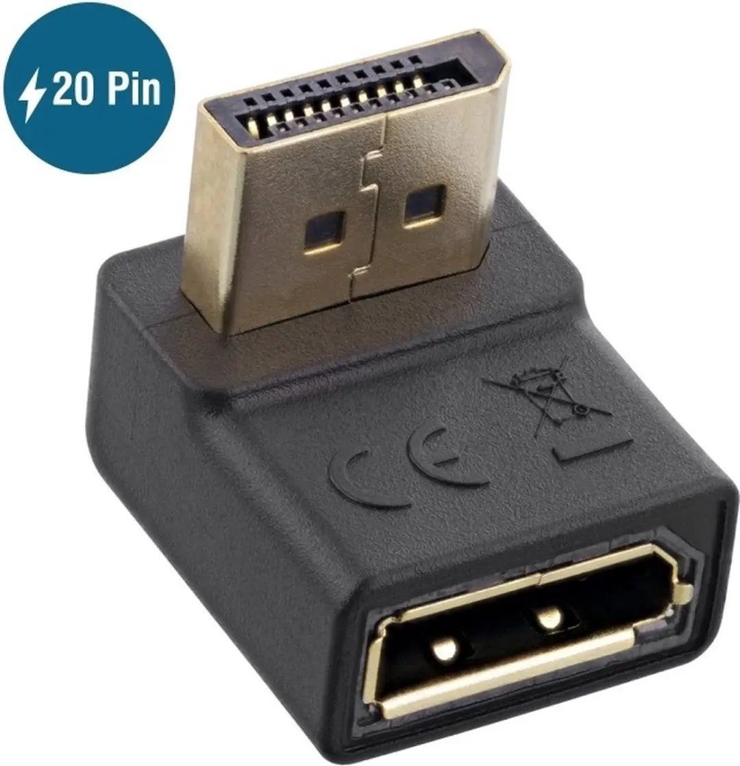 InLine DisplayPort Adapter 1.2 90° - 4K 60Hz - Zwart