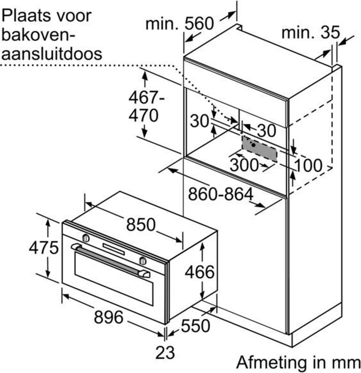 Siemens iQ500 VB558C0S0 Inbouwoven 85L - Zwart
