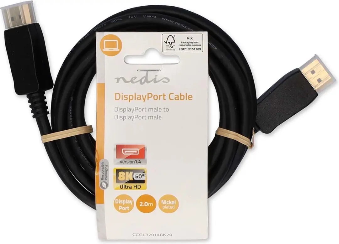 Nedis DisplayPort Kabel CCGL37014BK20 - 8K@60Hz - 2m - Zwart