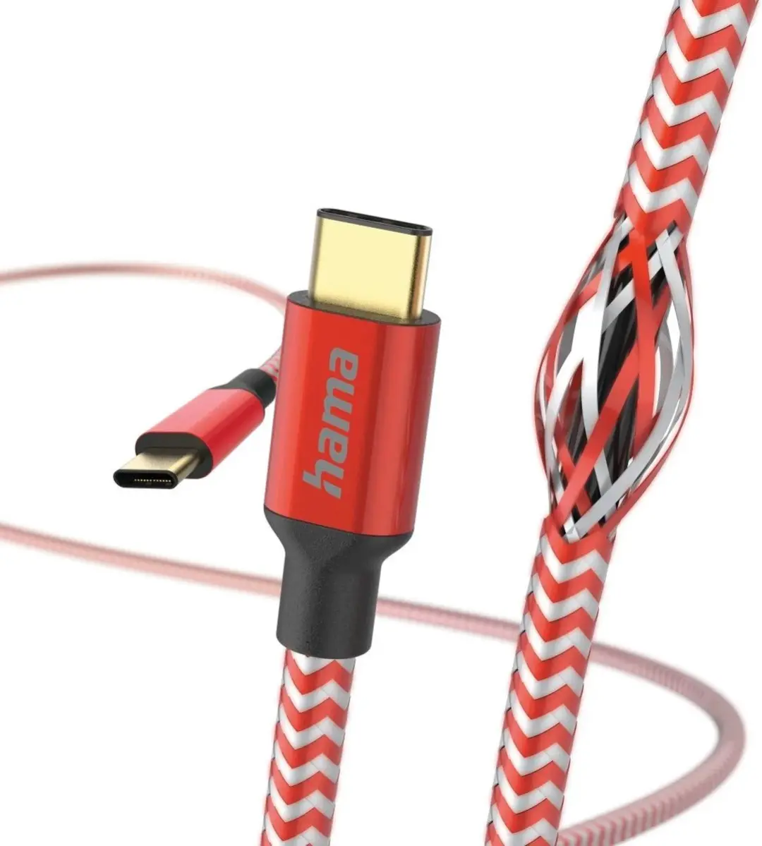 Hama Reflective USB-C Kabel 3A 150cm Rood