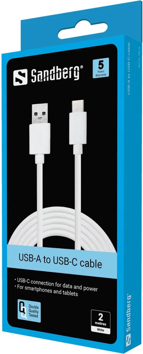 Sandberg 136-14 USB-C naar USB-A 3.0 Kabel 2M - Wit