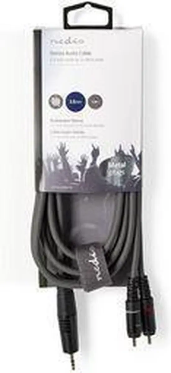Nedis Stereo-Audiokabel 3,5mm Male naar 2x RCA Male - 1,5m - Donkergrijs