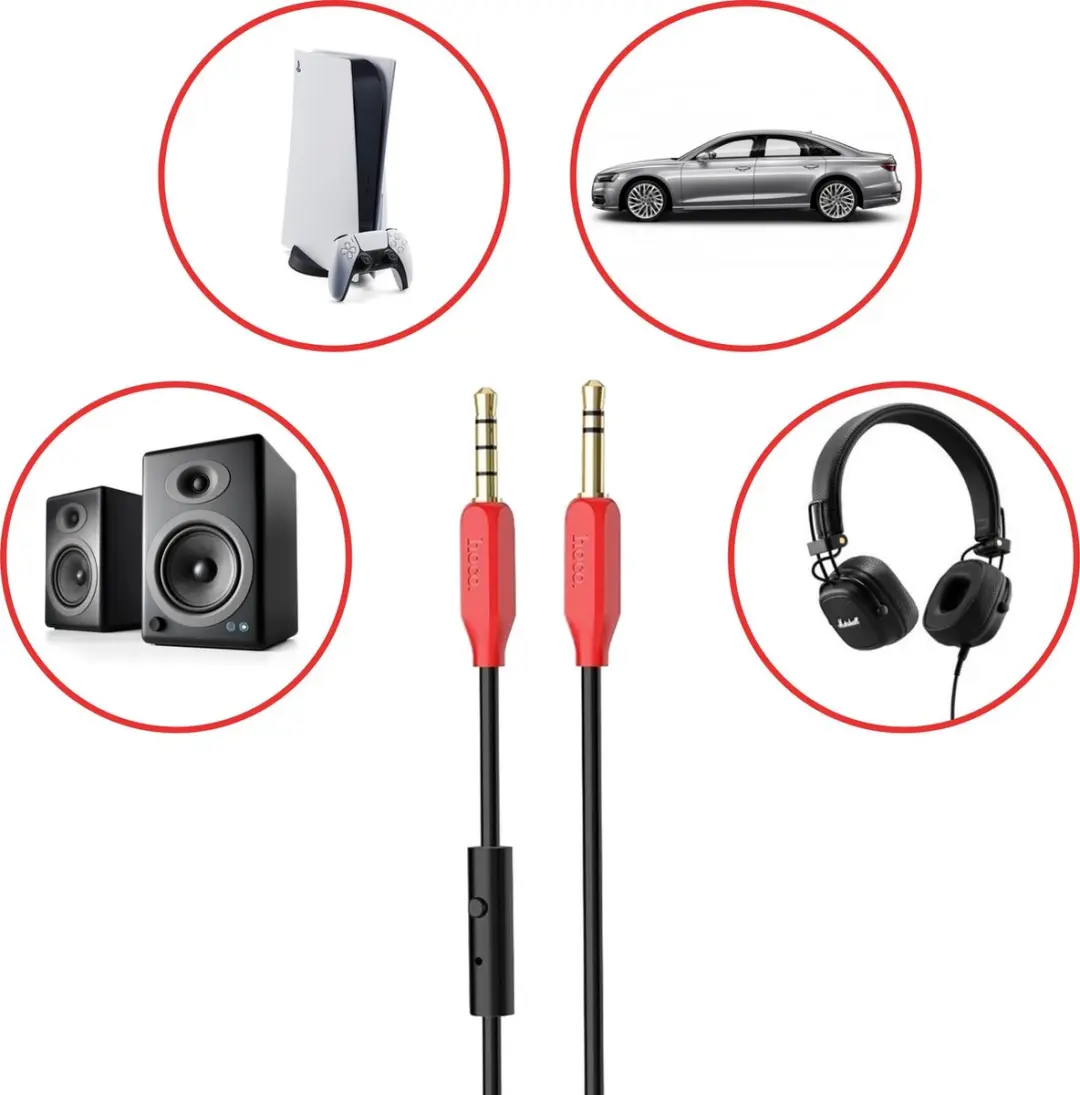 Hoco UPA12 AUX Audiokabel 3,5mm - Microfoon - 1m - Rood