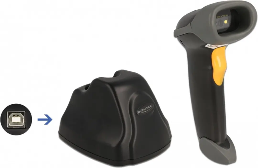 Delock 90550 Barcode Scanner 2.4GHz - 1D/2D - Zwart/Oranje