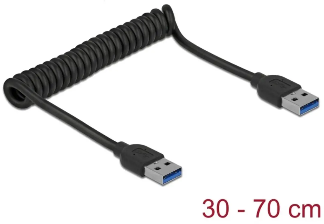 Delock USB 3.0 Coiled Kabel A-male naar A-male