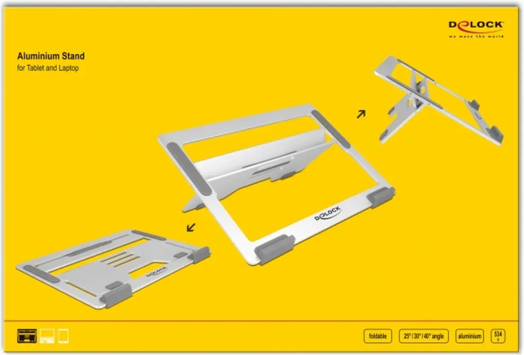 Delock Notebookstandaard 18415 - Aluminium
